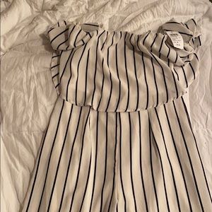 White/Navy Blue Jump Suit